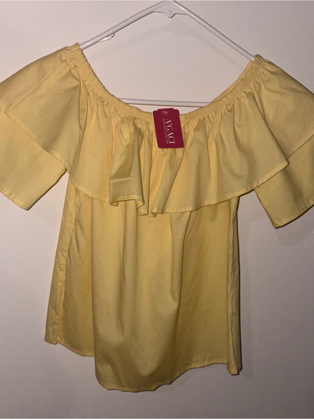 Agaci Yellow Off-Shoulder Ruffle Blouse - Size S - New